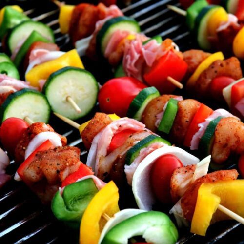 Grillspyd med bacon og kylling